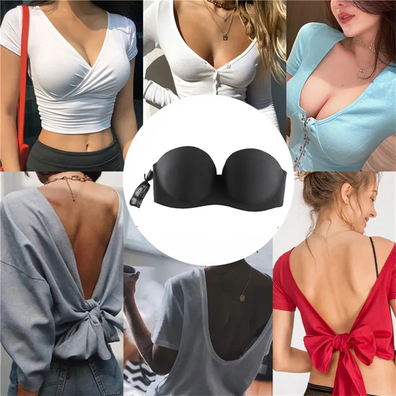 Sexy Backless Invisible Bra Women Strapless Seamless Bralette Push Up Bra Underwear Lingerie for Female Wireless Brassiere womens bra lace lingerie