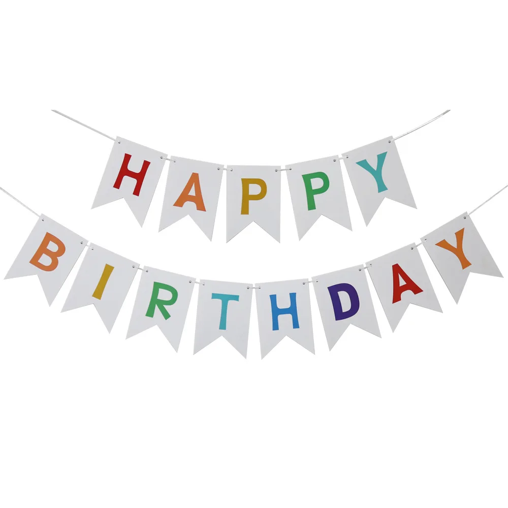 NEW Happy Birthday Banner Bunting Flag Party Decoration Kids Decor Children's Ornament Baby Colorful Girl Boy Parti Supplies