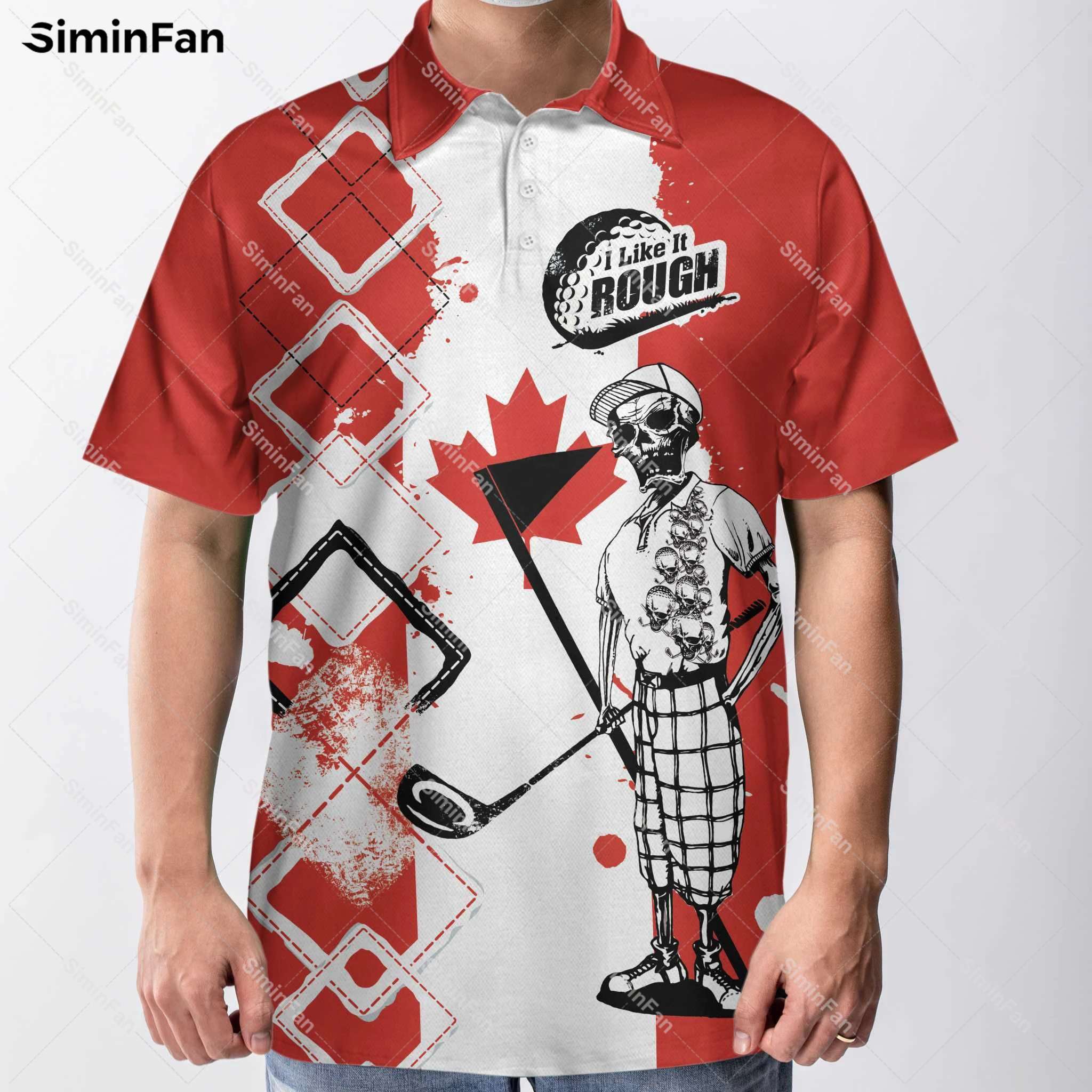 

Golf Skull Canada Flag 3D Printed Polo Shirts Turndown Collar Men Tennis Tshirt Summer Tee Female Top Unisex Fashion Streetwear