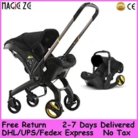 Système de voyage pliable 4-en-1 pour bébé : poussette, siège auto, nacelle, harnais 5 points, protection anti-recul, léger (7 kg) 1