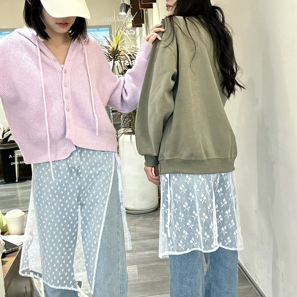 Women Skirt Y2k Vintage Lace Splicing Harajuku Skirt Fashion Lap Over Skirts for Woman Faldas Korean Perspective Lace-up Design Skirt