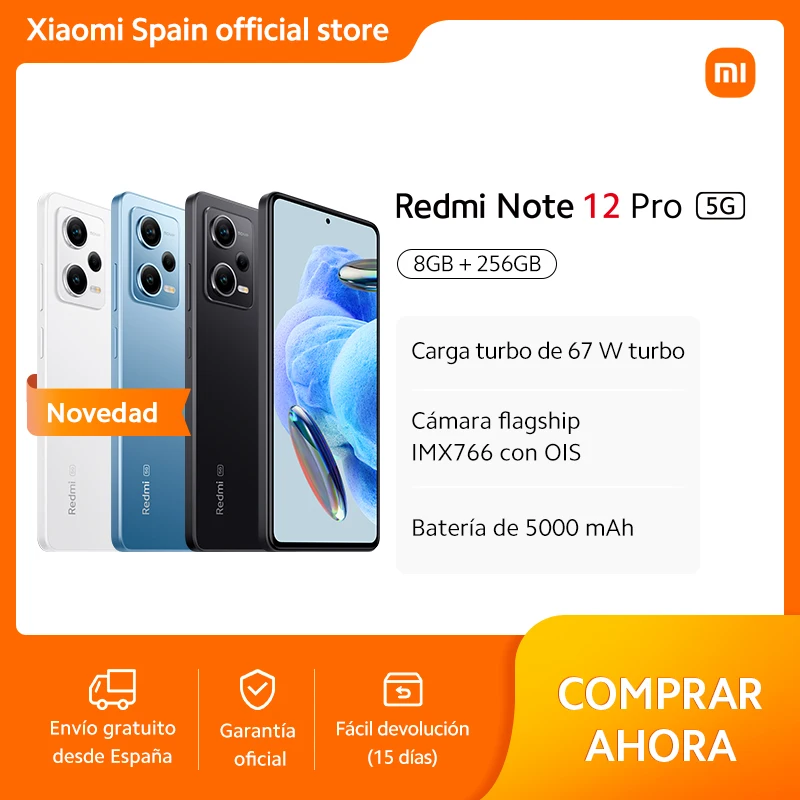Redmi Note 12 Pro, 5G, NFC, pantalla OLED de 6,67 pulgadas, 120Hz,carga rápida de 67W, oficial
