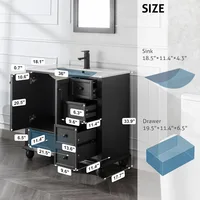 36" Bathroom Vanity Sink Combo Vintage Style with Painted Solid Wood Construction, W/Matte Black Faucet & Drain, French Grey 2