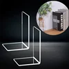 2pcs Acrylic Bookends - Transparent L-Shaped Desk Organizer, Bookshelf for Office & Home, Book Display Rack 1