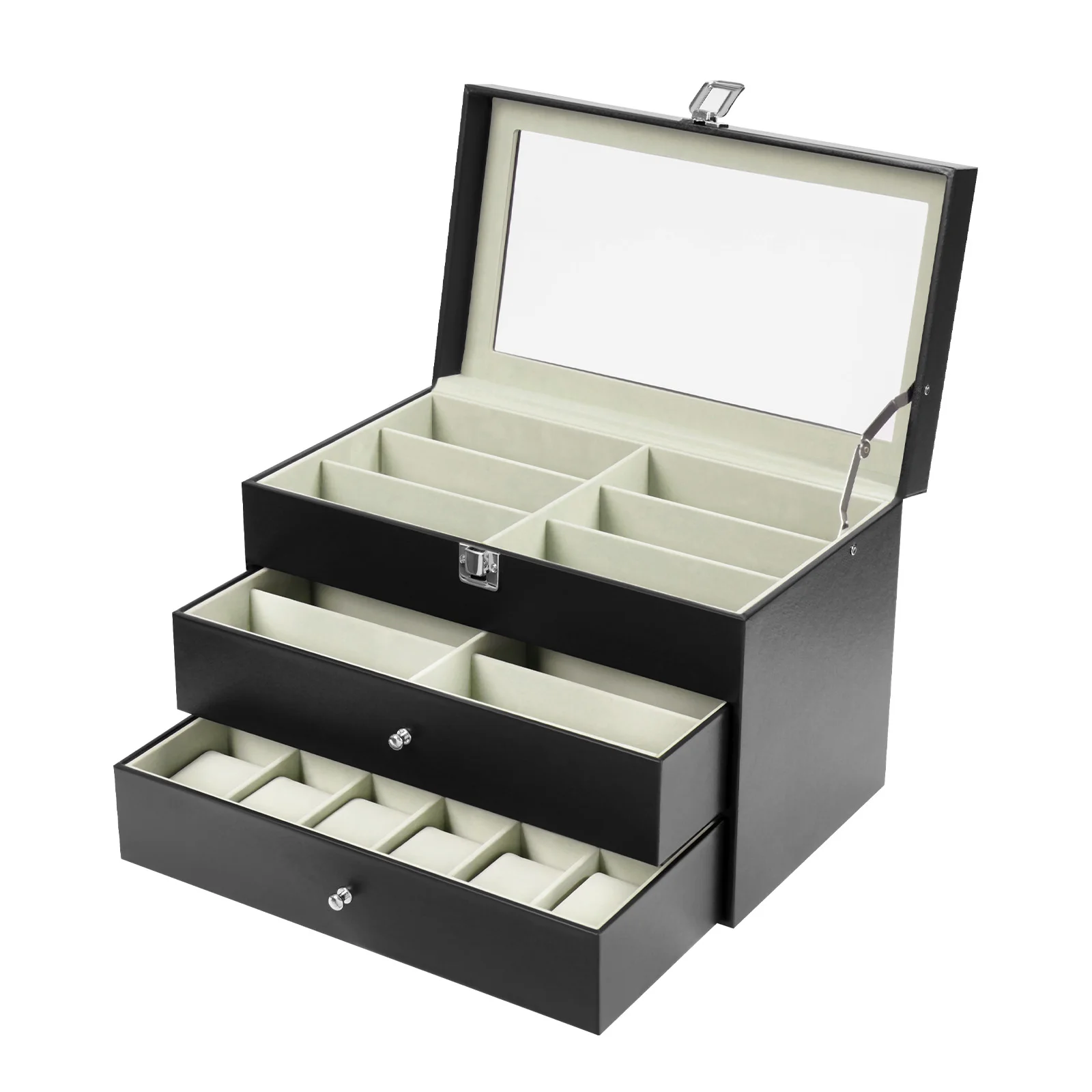 3 Layers Glasses Storage Box Case Men Women Myopia Glasses Case Jewelry Earrings Necklaces Display Organizer Holder