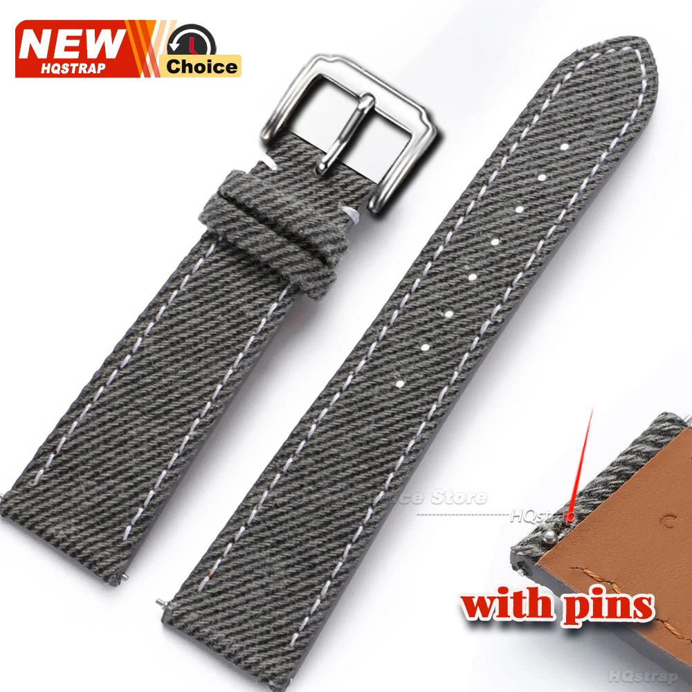 Vintage Leather Denim-Style Watchband Strap - Versatile Unisex Accessory