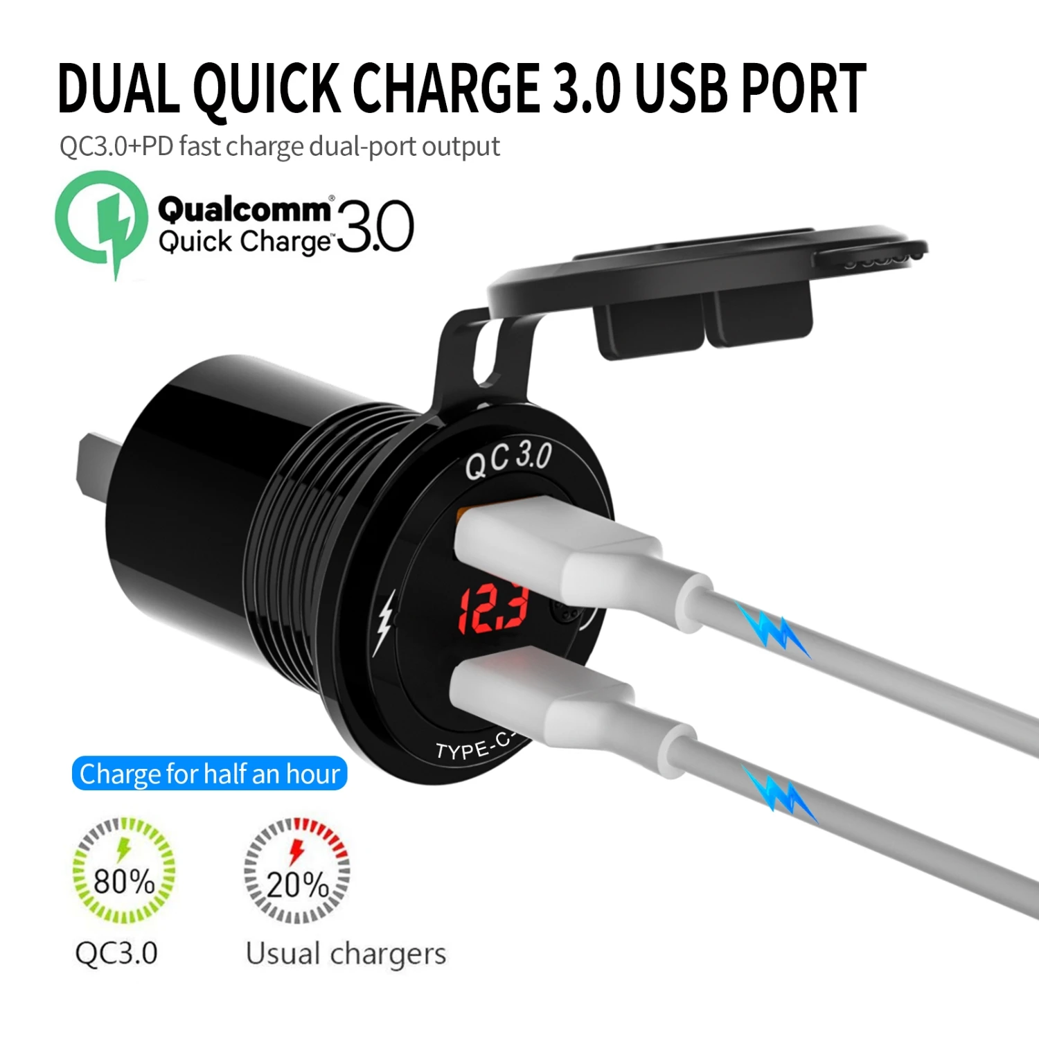     USB QC3.0  CŸ ,  ġ а , ڵ  ATV  ǰ, 12V