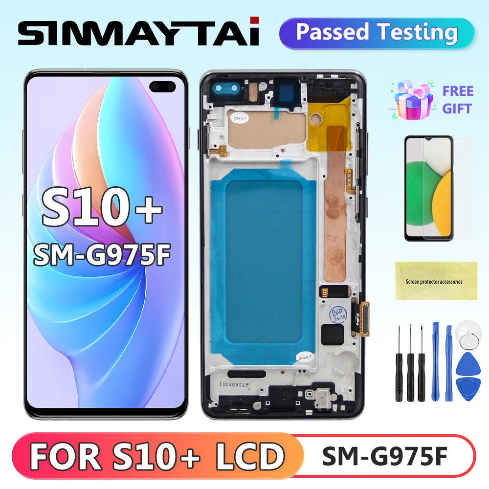 tft S10 Plus Display Screen with Frame, for Samsung Galaxy S10+