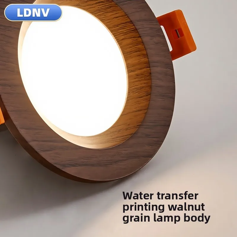 Led 레트로 통 매입형 호두 나뭇결 눈 보호 침실 천장 조명 천장 조명 통 LDNV