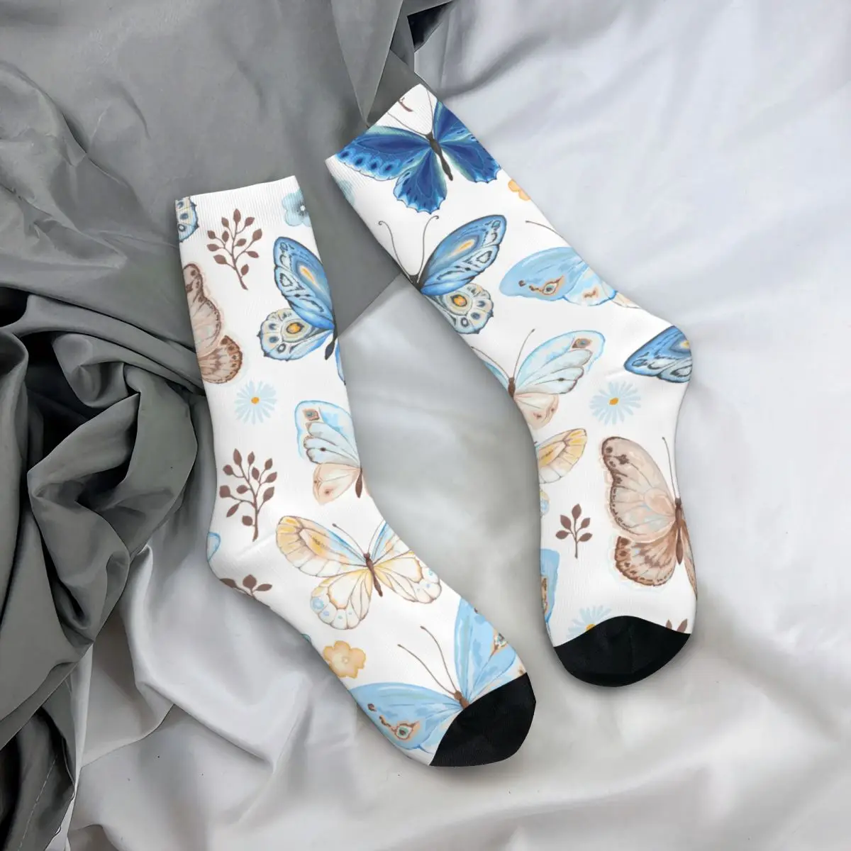 

Autumn Winter Harajuku Women Men Butterfly Pattern Socks Non-slip Football Socks