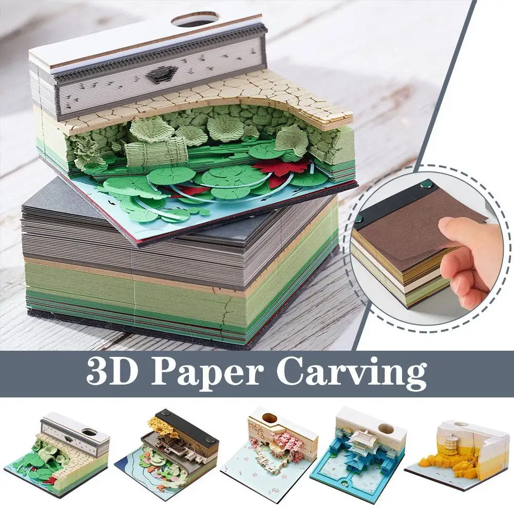 

Sky 3D Three-dimensional Note Paper Antique Architectural Paper Carving Model Creative Convenience Note Book Figurines