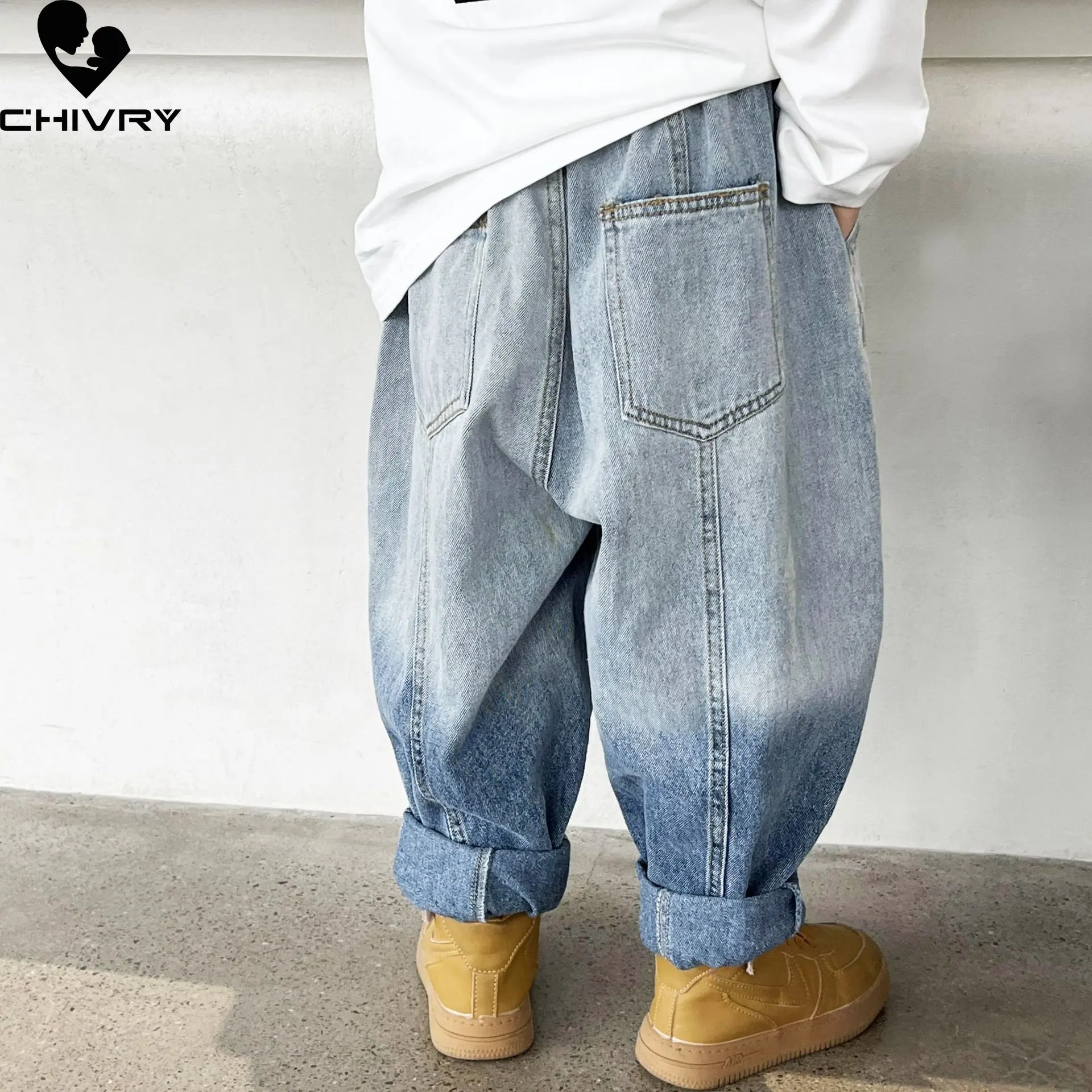 

New 2023 Kids Fashion Jeans Pants Boys Classic Denim Gradient Long Trousers Baby Jeans Spring Autumn Clothing for 2-8 Years