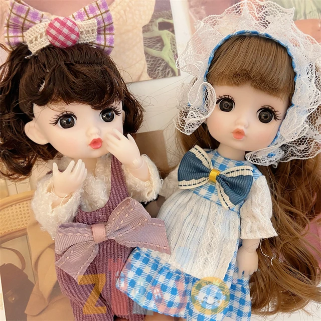 BJD Mini Dolls Set for Girls Toys Birthday Gift Box 1/12 17cm Cute Princess Dress Doll 13 Movable Joint 3D Eyes Doll Children 6