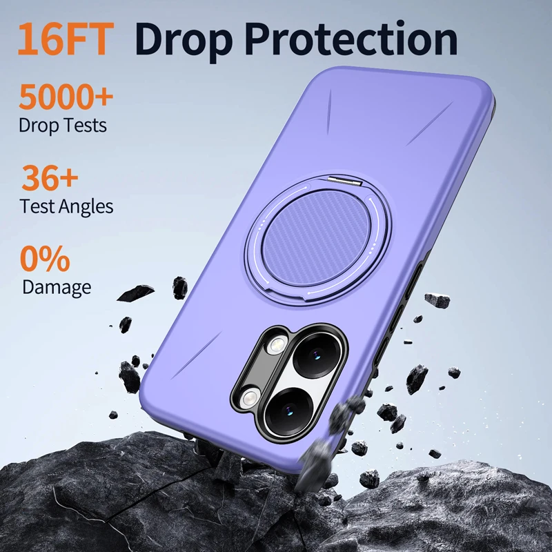 Armor Military Grade Drop-Proof Hard Cover with Metal Ring Stand