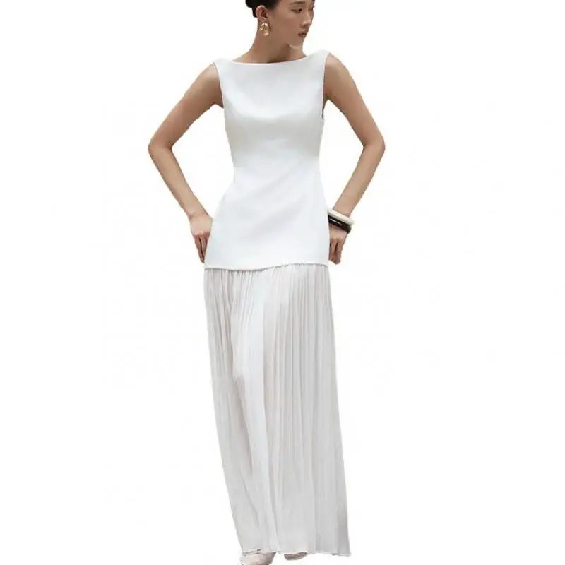 Newest Formal Evening Dresses Sexy Backless Sleeveless Bridal Dress Elegant Floor-length Simple Wedding Dresses Customized 6