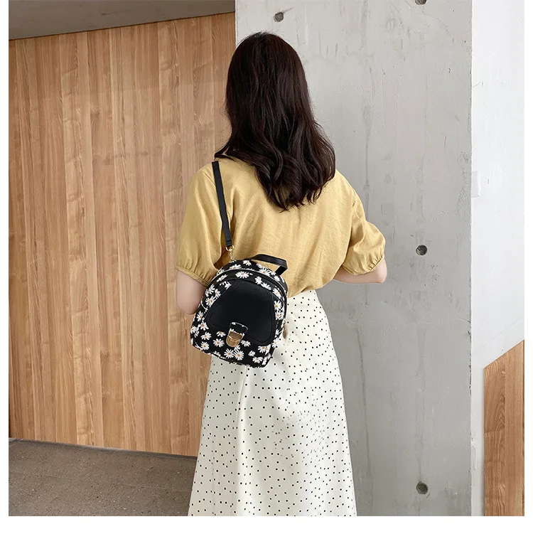 1pcs/lot sweet style woman mini daisy backpack female floral small print double shoulder bag