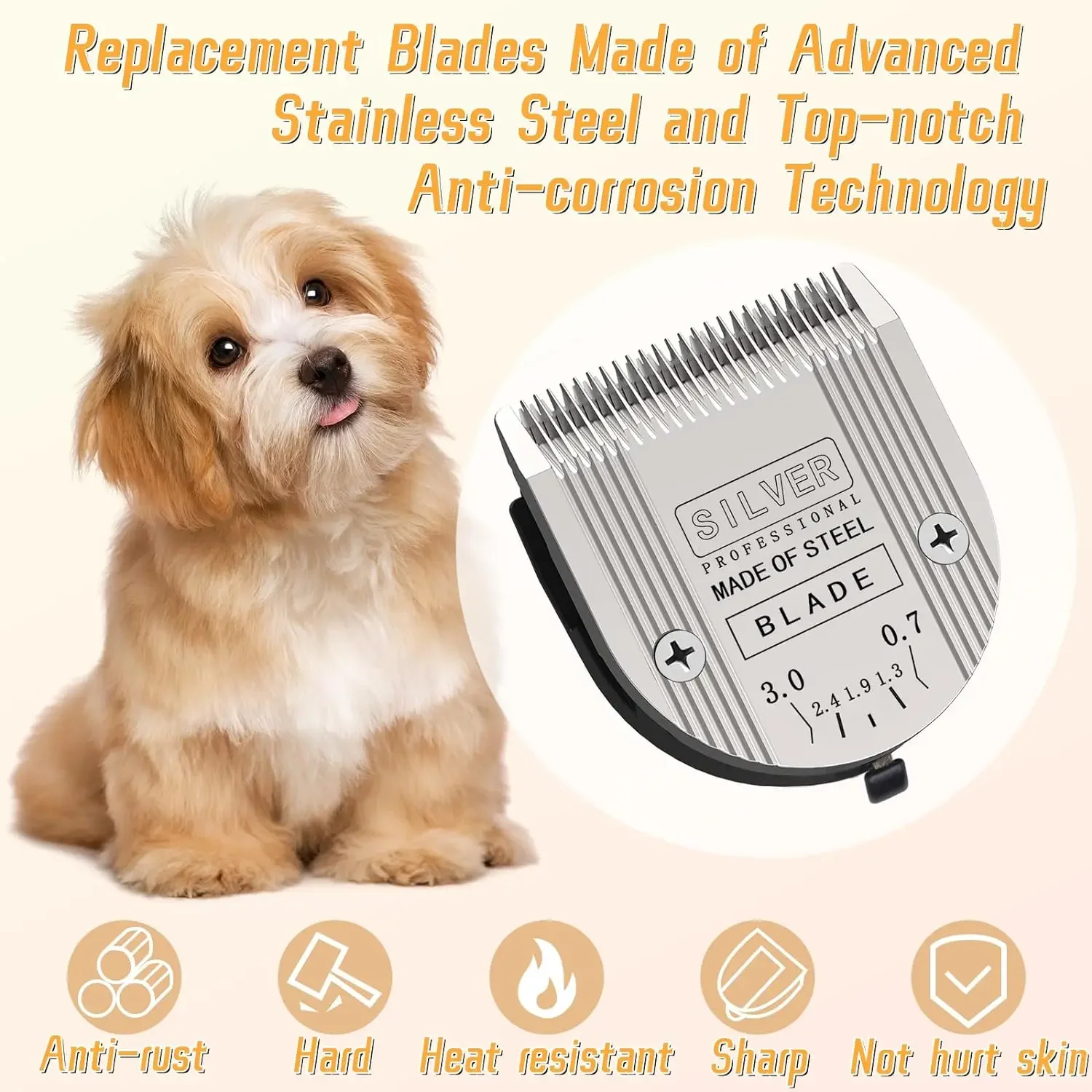 Professional Animal 5-in-1 Adjustable Blade Compatible with WAHL Arco,Bravura,Chromado,Creativa,Figura,Motion Pet,Dog,Horse Clip