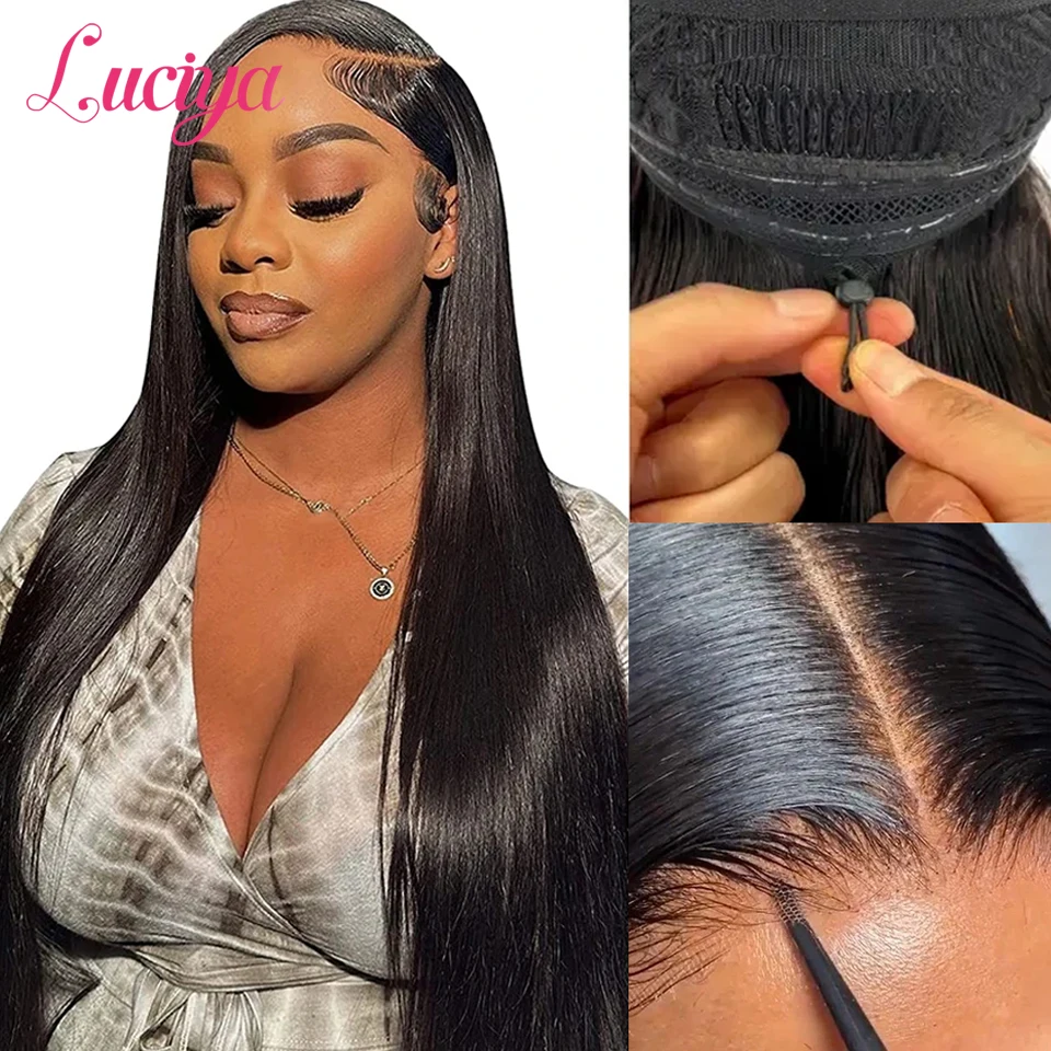 Glueless Pull Go Wigs with Elastic Drawstring 250% Straight 13x6 HD Lace Frontal Wigs Parting Max Full Lace Front Human Hair Wig