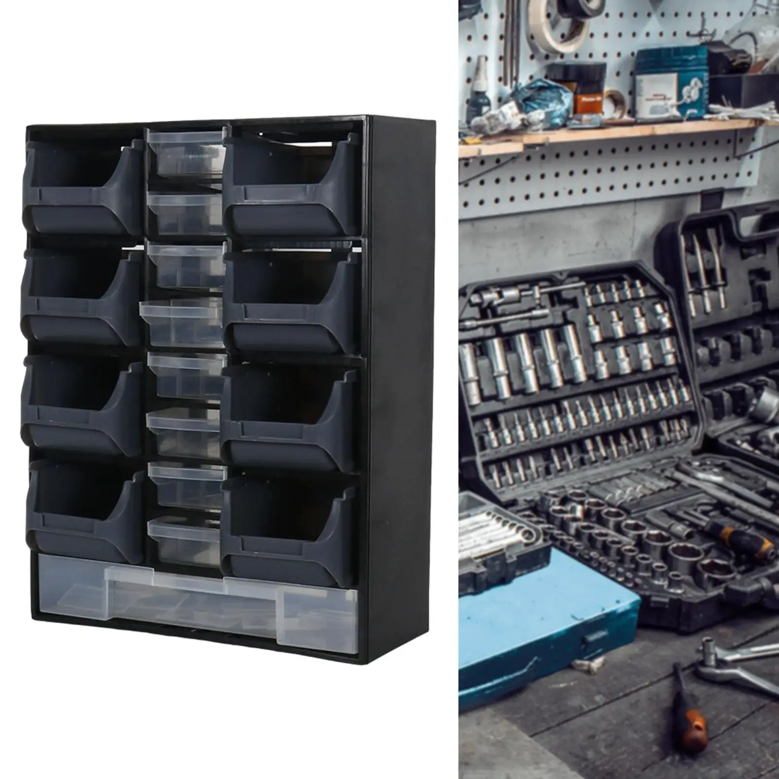 Hardware Parts Organizer Wall Mount Sturdy for Bolts Screws Nuts Small Items Screws Nails Hardware Organizer Workshops 4