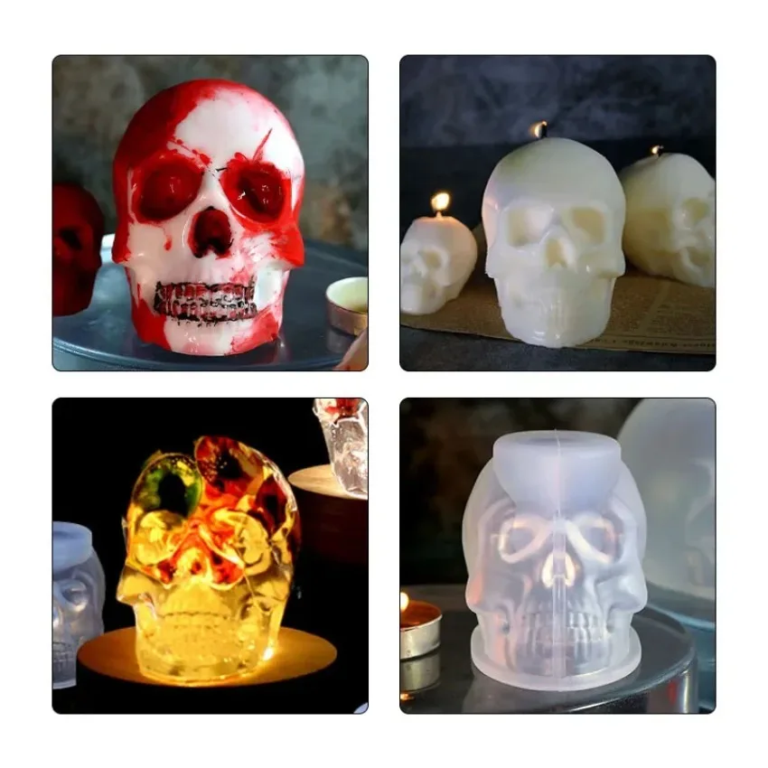 1 Pcs Scarface Skull Glue Mold Skull Silicone Candle Mold Halloween Diy Candle Molds for Candle Making Candle Mold