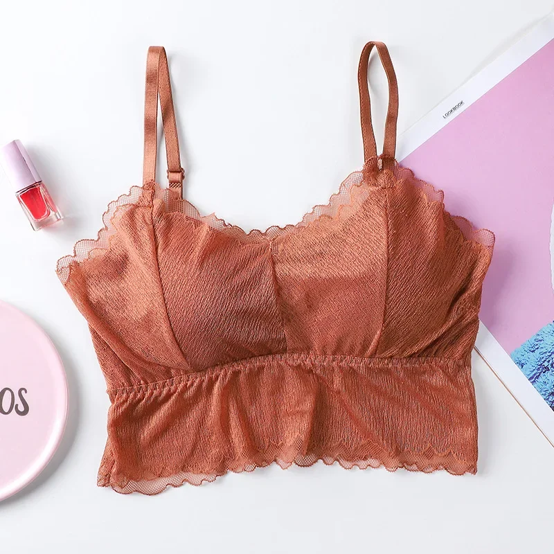 Lace Bralette With Removable Pads Wireless Bra For Women Summer_voghion.com