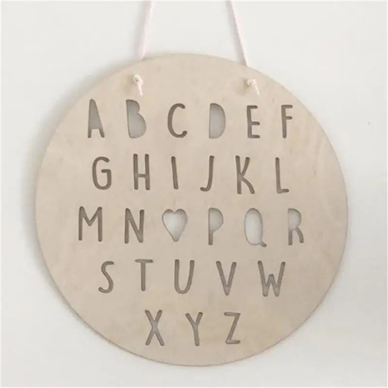 

Hollow-carved Design Wood Chip Ornaments Home Decorations Wooden Pendant 25cm Wall Hangings Primary Wood Color Alphabet Wooden