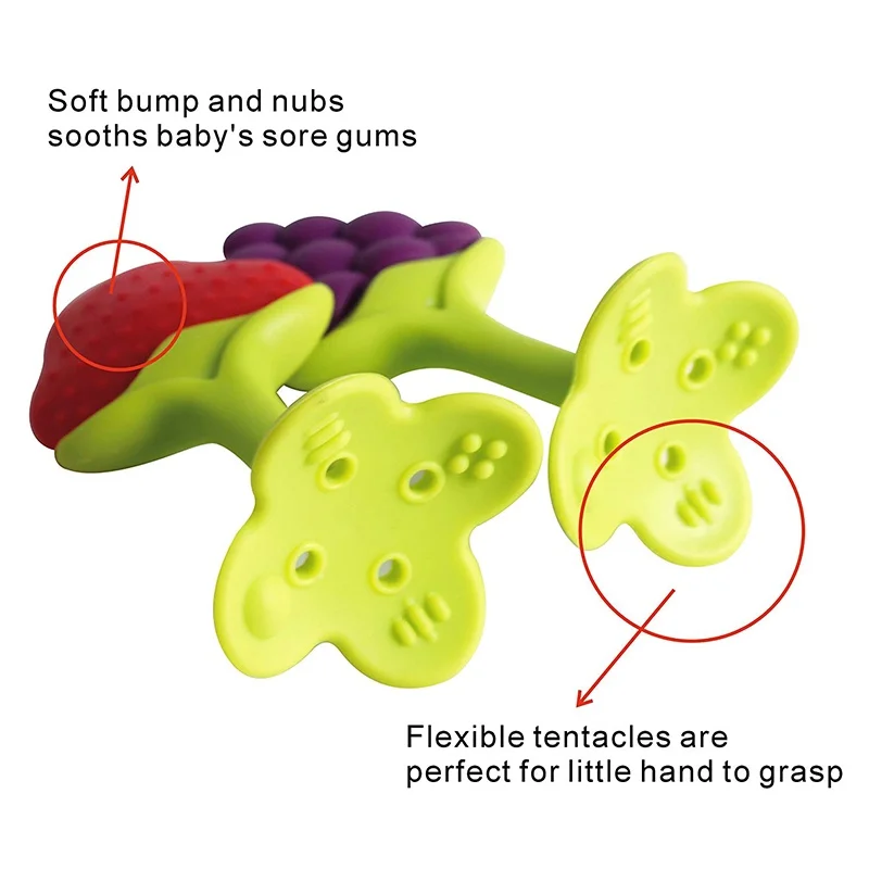 안전  Teether 식품 학년 실리콘  Teething Beeds 팔찌  치아 훈련 완구 BPA 무료  Teether