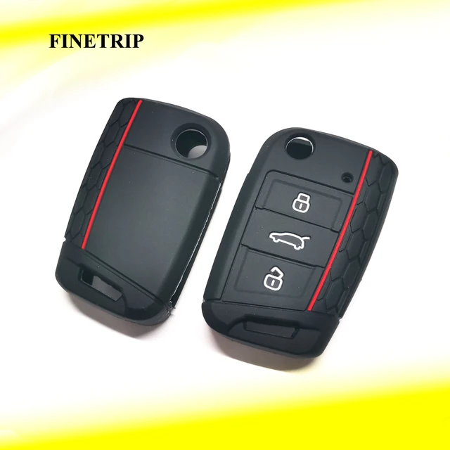 Auto Schlüssel Abdeckung Silikon Fall für VW Golf 7 MK7 3 Tasten Flip  Folding Remote Key Fob für Sitz für skoda Auto Zubehör 2016 + - AliExpress