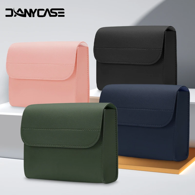 Leather Portable Power Storage Bag - Waterproof, Easy to Clean, USB Cable Organizer, Solid Color