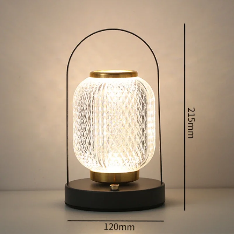 Creative Table Lamp Metal Handle Night Light Reading Lamp Portable Lantern Lamp Dimmable LED Bedside lamp Rechargeable desk lamp 6