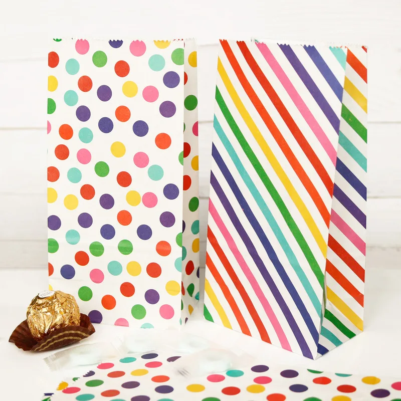 KEYYOOMY 100 CT Small Bright Color Paper Bags Rainbow Party Goodie Bags Party Favor Bag Paper Lunch Bag (100 CT, 3.1 X 5.1 X 9.4 In - View #11