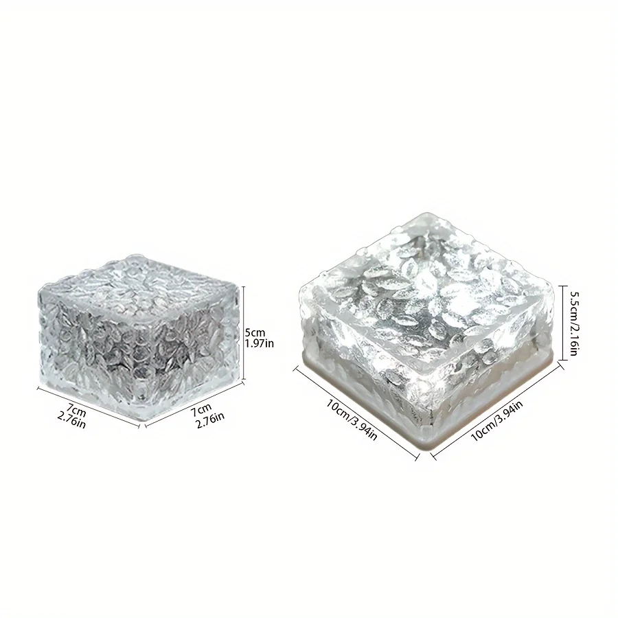 Solar Brick Lights Outdoor,  Landscape Path Lights, Solar Ground Lights  Party Outdoor Waterproof, Ice Rock Cube Lights 4