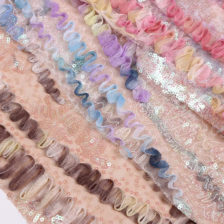 2022 New Multicolor Printing Sequin Embroidery Fabric Diy Sequin Rope Embroidery Fabric - Lace ...