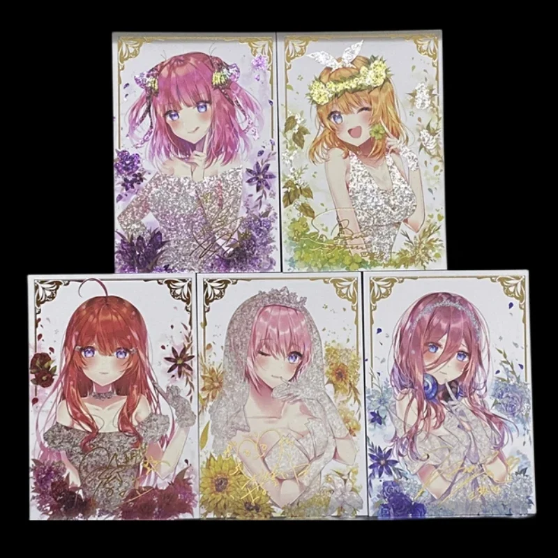 

5pcs The Quintessential Quintuplets Ichika Nino Miku Yotsuba Anime Girl Character Gilded Flash Card Game Collection Cards Gift