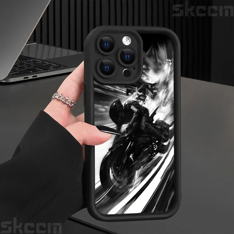 Stylish Black Biker Shockproof Silicone Phone Case