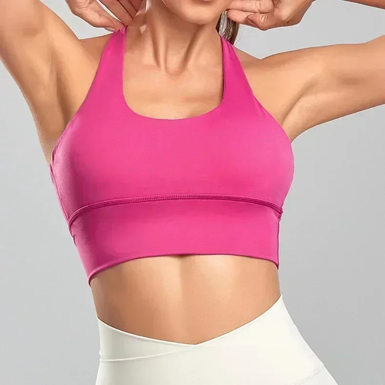 Lemon Women Shock-proof Sports Bras Naked-feel Sexy Cross Yoga Fitness Bra Padded Push Up Athleti Crop Top Running Workout Vest