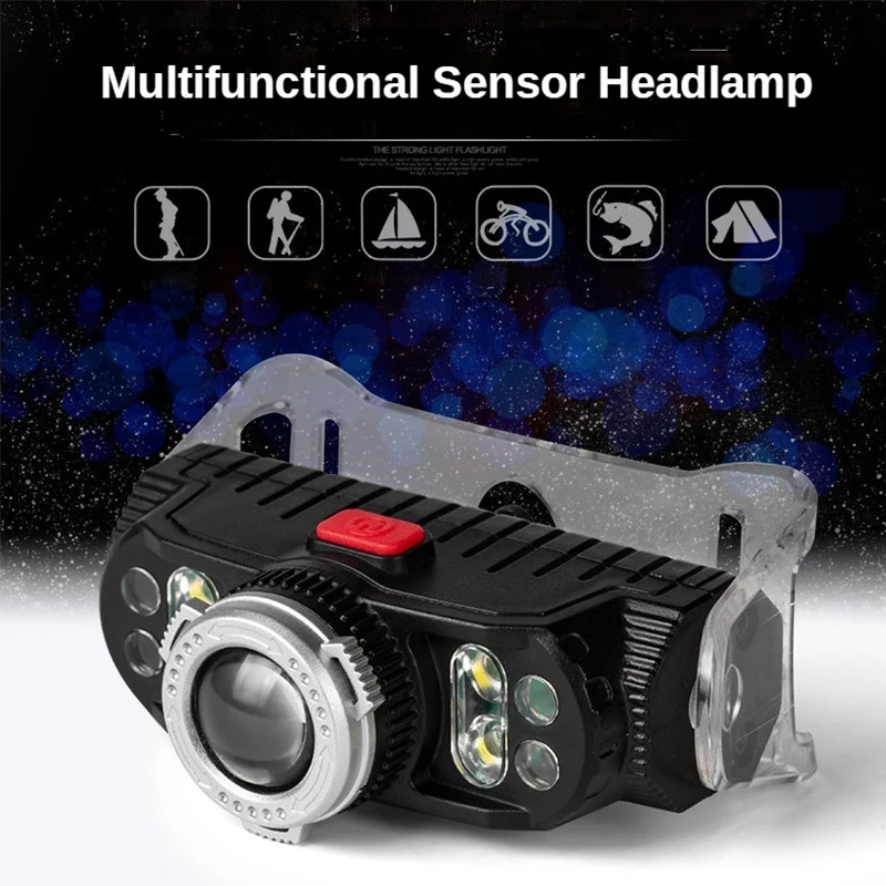 

2-in-1 LED Multifunction Sensor Headlight Cycling Outdoor Waterproof Work Magnetic Headlamp Light Equipped with a Bicycle Clip