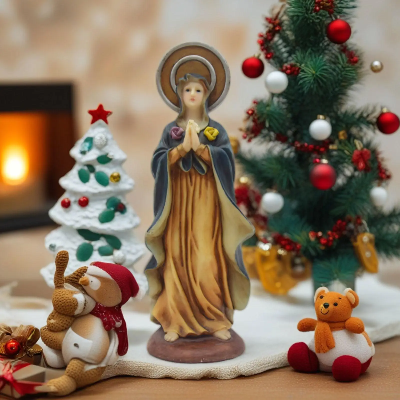7.8inch Virgin Mary Figurine Resin Craft Lightweight Catholic Sculpture