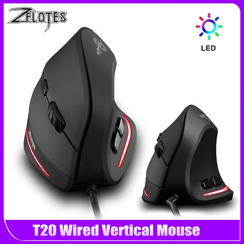 Ergonomic Vertical Rechargeable USB Optical Mouse for PC Gamer