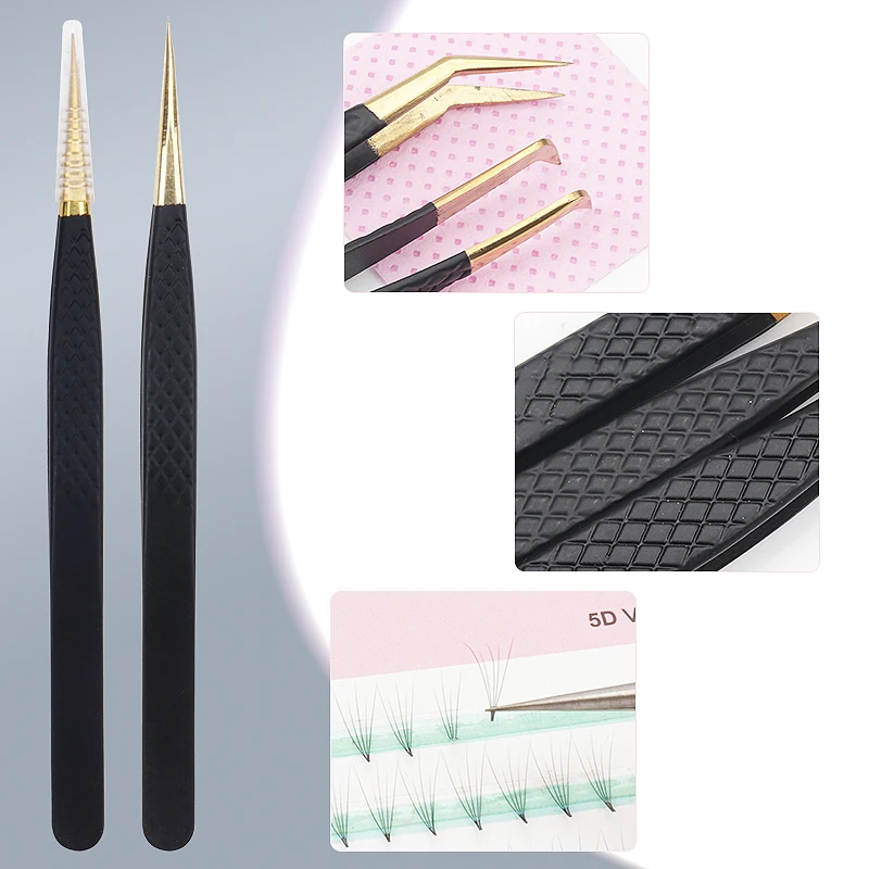 Eyelash Tweezers Industrial Tweezers 1Pc Anti-static Stainless Steel Eyelashes Tweezers Lashes Extension Supplies