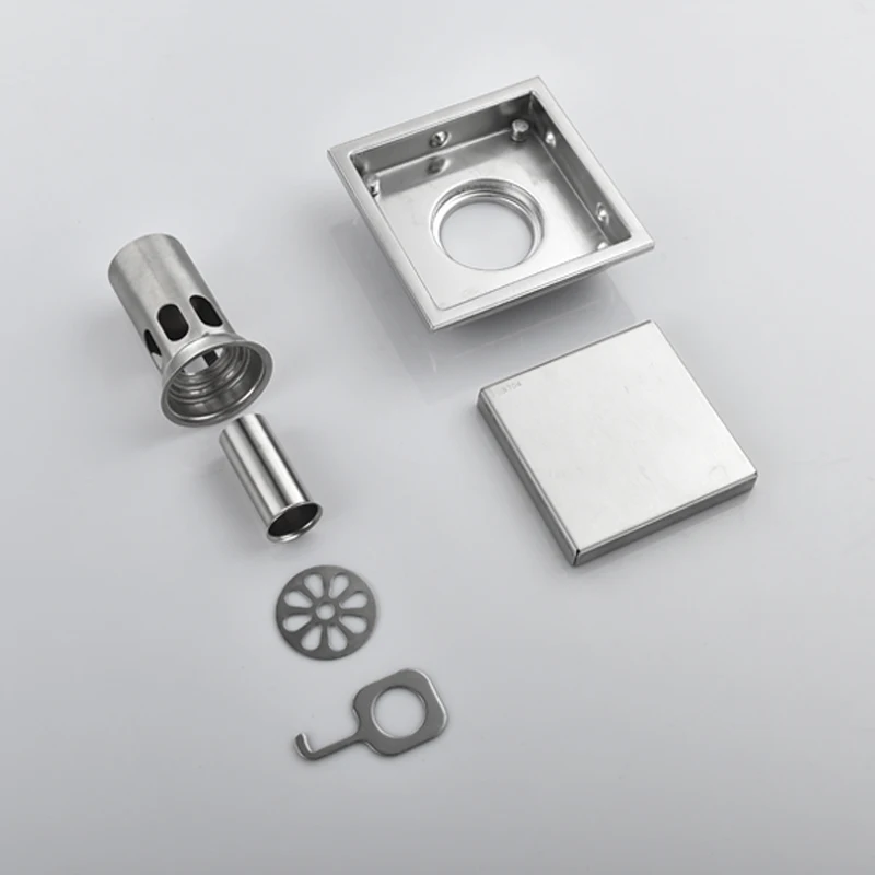 Scarico A Pavimento Quadrato In Acciaio Inox 20x20 Cm Con Filtro Anti-Odore E Anti-Insetti - 2