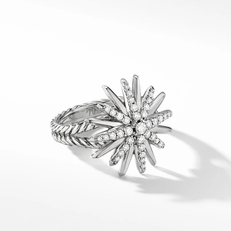 

HSC DY for Men DY Eden Emerald Diamond Eternity Band Ring in Silver 925 Plated Platinum