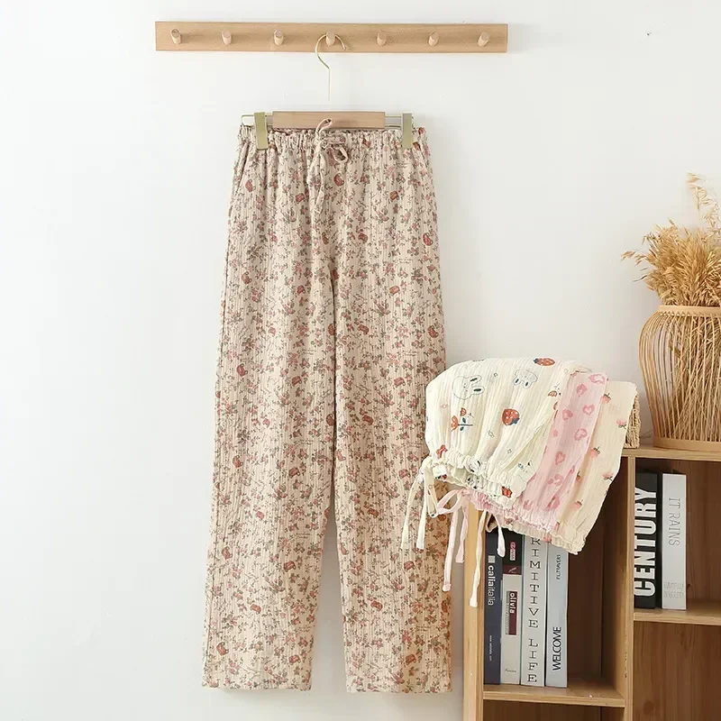 

Pants Printed Autumn Women's Sleepwear And Conditioning Air Summer Loose Winter Home Thin Pajama Cotton
