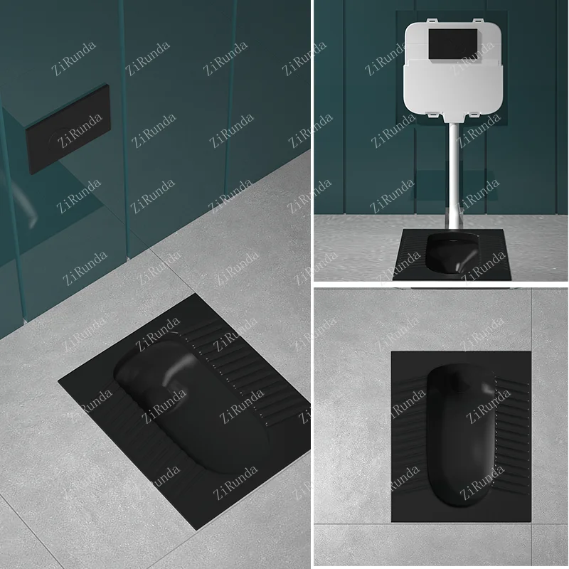 *Nordic Creative Black And White Squatting Toilet With Concealed Wall Mounted Induction Water Tank For Wall Squatting Toilet 3