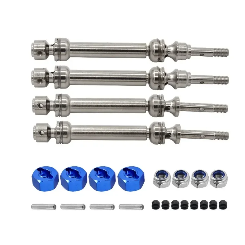 Stainless Steel Front Axle Shaft and Rear Drive Shaft For 1/10 Trxs Slash 2WD 4X4 Rustler RC Car Upgrade Parts