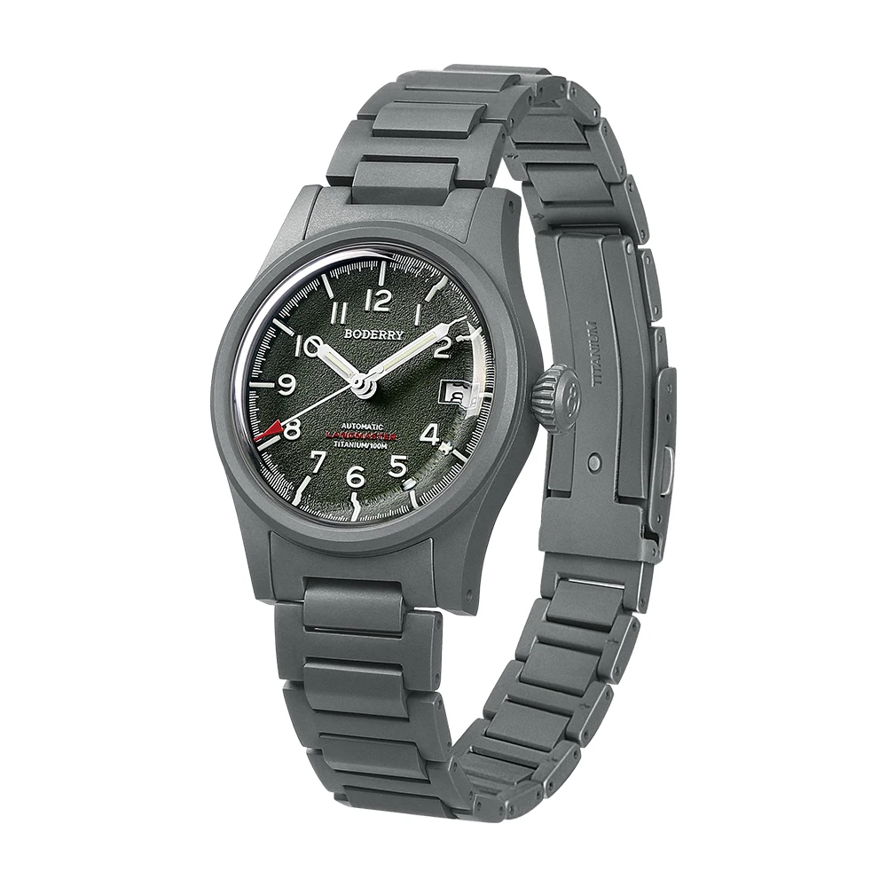 Boderry LANDMASTER Field Watches Titanium Automatic Seiko NH35 Movement Sport 100M Waterproof Outdoor Dive Wristwatch Mens 2