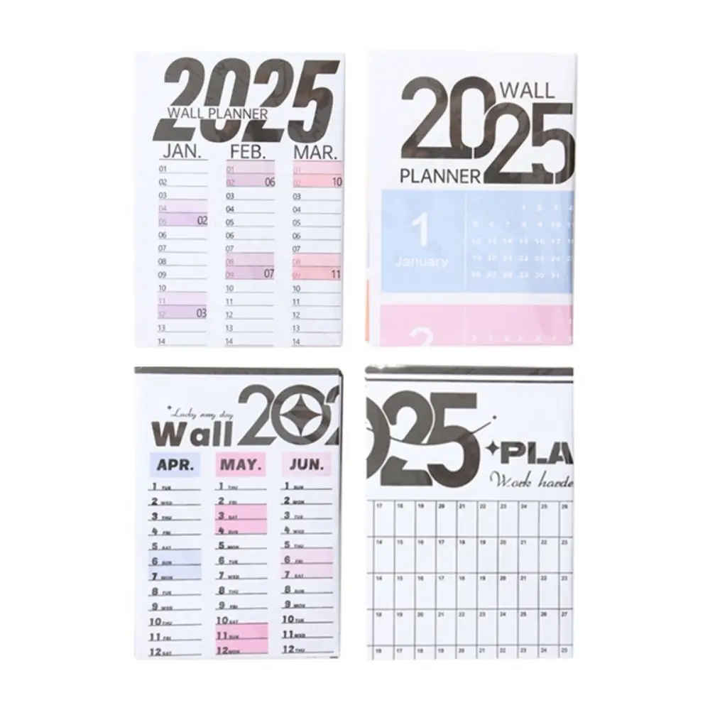 접이식 2025년 캘린더 플래너 시트 플라스틱 컬러풀 스티커 포함 플래닝 벽걸이 캘린더 장 목표 목록 일정표