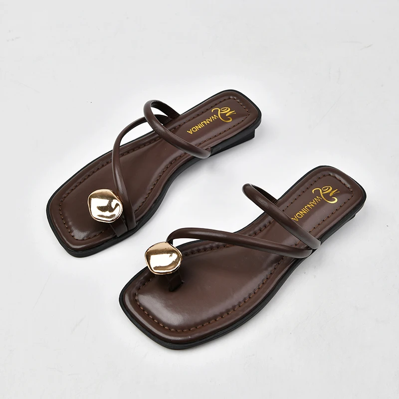 2025 Summer Beach Flip Flop Clip Toe Women Flats Slippers Shoes Outdoor Casual Ladies Low Heel Slides 1