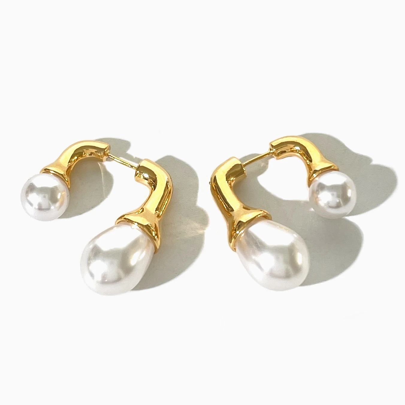 Long Tassel Earrings Peri'sbox Fashion Chic Gold Plated Irregular Faux Pearl Front Back Earrings For Women Unique Designer Jewelry Party Accessories