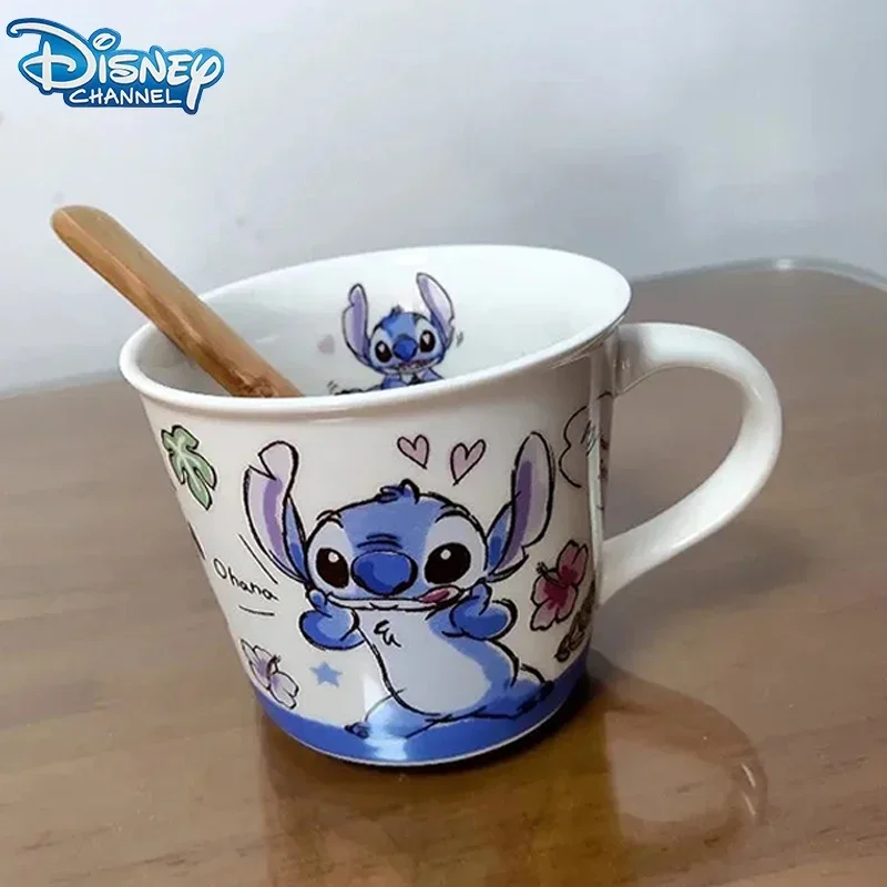 

Disney Anime Stitch Contain Spoon Ceramic Mark Cartoon Pattern Milk Cups Cute Coffee Boxs Party Decoration Gifts Kawaii